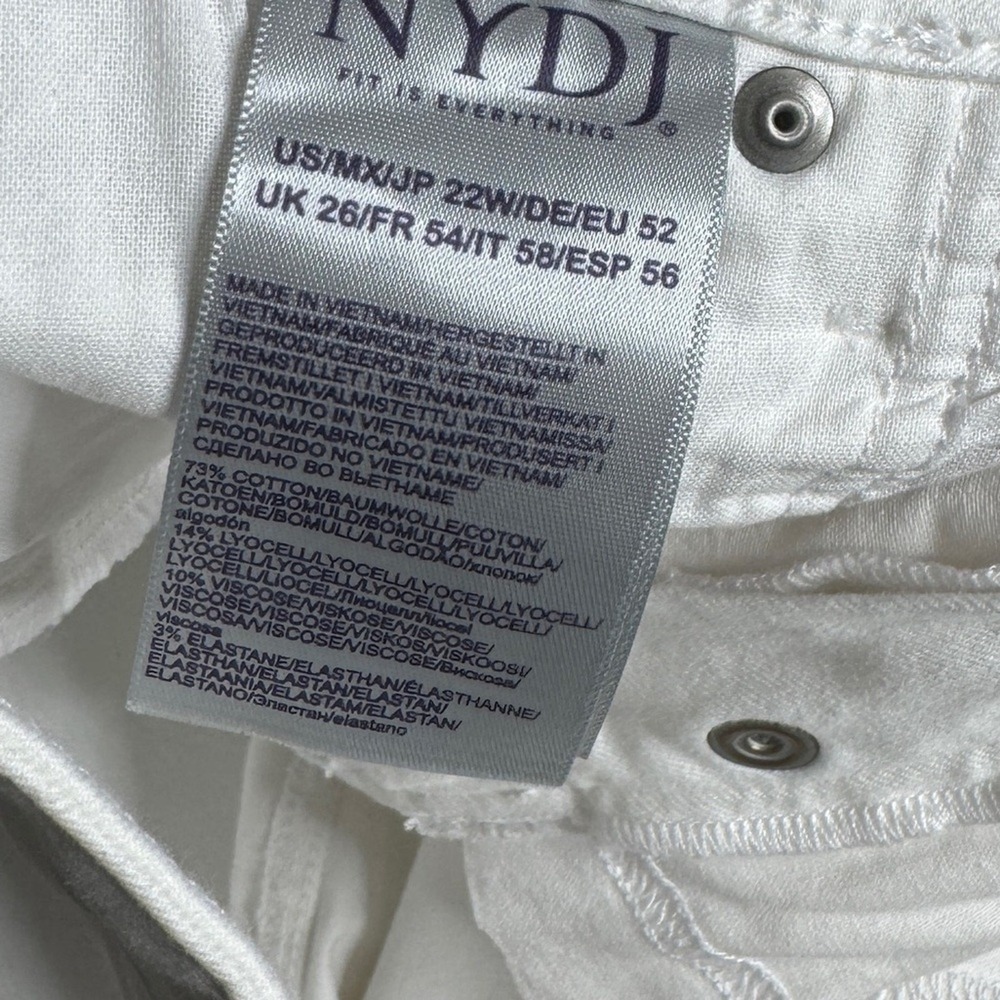 Not Your Daughters Jeans NYDJ Sheri Slim Ankle Jeans Side Slits Optic White 22W - Picture 11 of 13